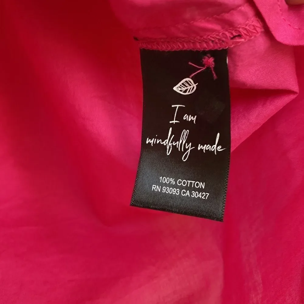 NEW With Tag Hot Pink Cotton Button Front Blouse By Nic+Zoe